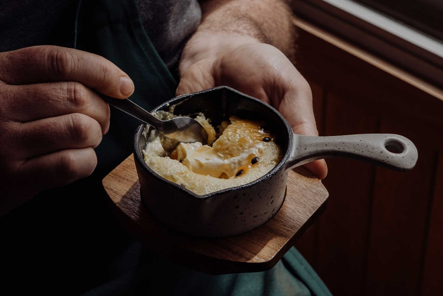Passionfruit Pudding with Crème Fraîche